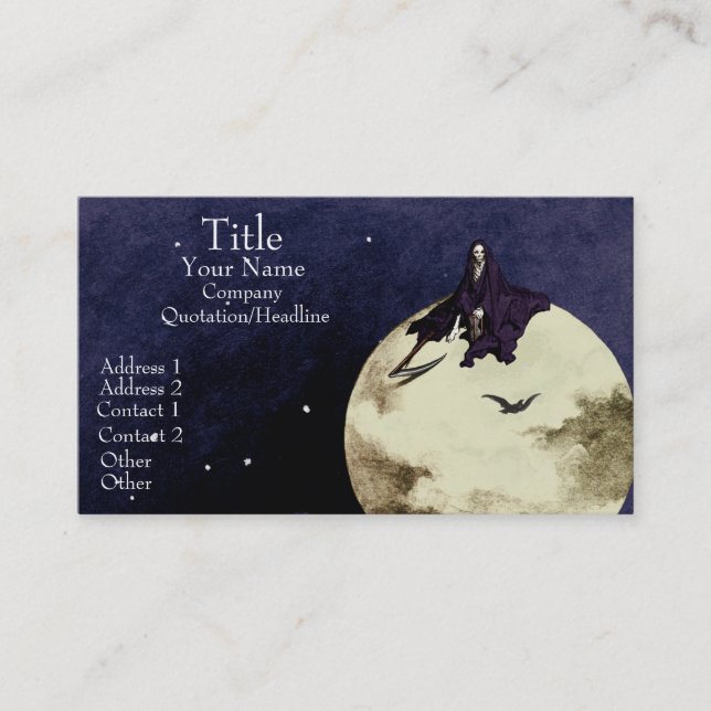 Mortality and the Moon Business Card (Front)