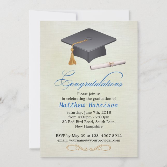 Mortar and diploma Graduation Party Celebration Invitation (Front)