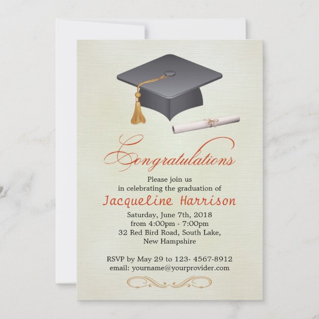 Mortar and diploma Graduation Party Celebration Invitation (Front)