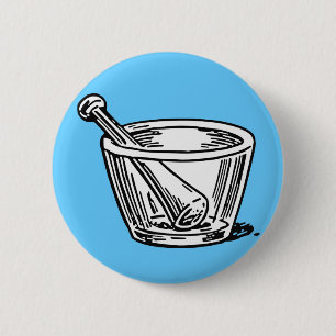 Mortar and Pestle 6 Cm Round Badge