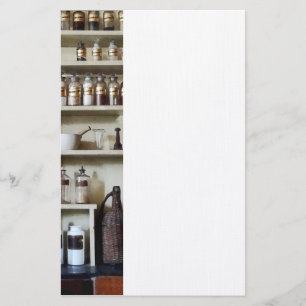 Mortar and Pestle and Bottles on Shelves Stationery