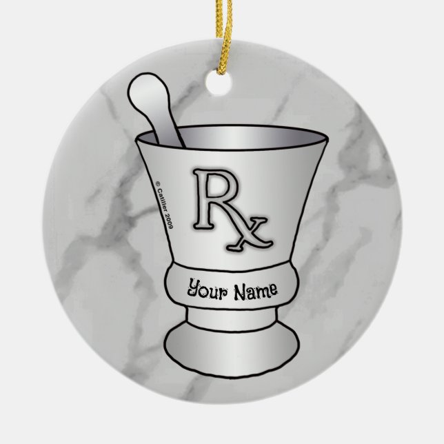 Mortar and Pestle   Ceramic Tree Decoration (Front)