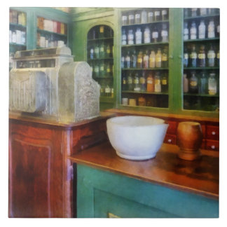 Mortar and Pestle in Pharmacy Tile