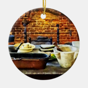 Mortar and Pestles in Colonial Kitchen Ceramic Tree Decoration