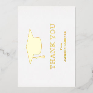 Mortar Board Gold Graduation Thank You Card