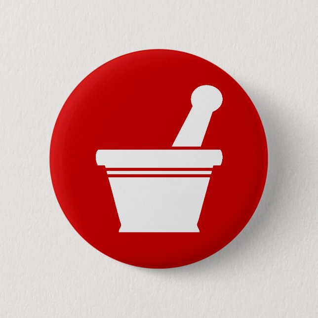 Mortar & Pestle 6 Cm Round Badge (Front)