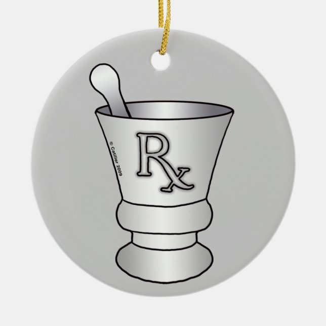 Mortar Pestle Ceramic Tree Decoration (Front)