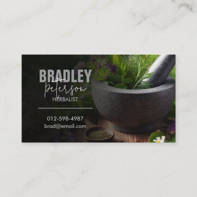 Mortar Pestle Herbal Medicine Herbs Business Card (Front)