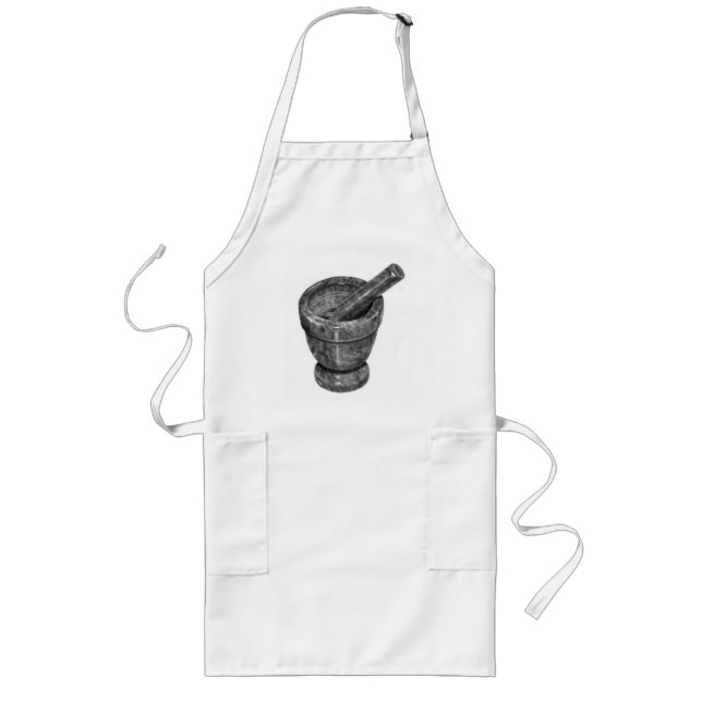 MORTAR, PESTLE IN PENCIL REALISM: APRON (Front)