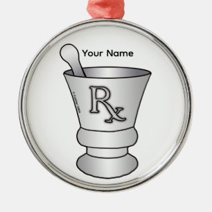 Mortar Pestle Metal Tree Decoration