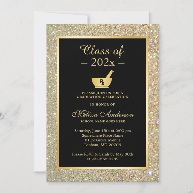 Mortar Pestle Pharmacy School Graduation Party Invitation (Front)