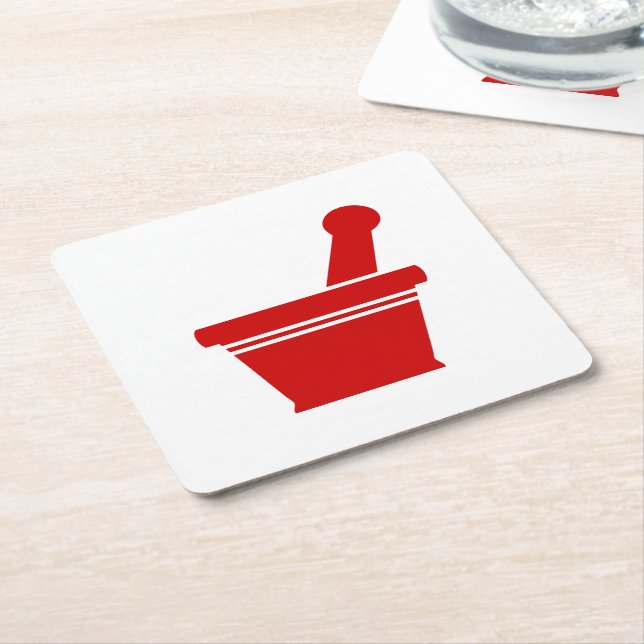 Mortar & Pestle Square Paper Coaster (Angled)