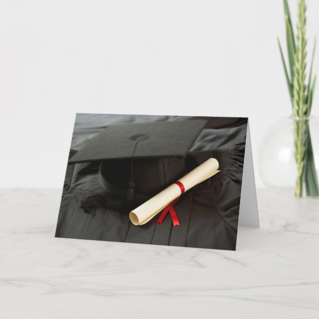 Mortarboard, Diploma, Gown Graduation Card (Front)