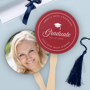 Mortarboard Script Editable Colour Graduate Photo Hand Fan