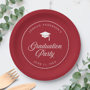 Mortarboard Script Editable Colour Graduation Part Paper Plate