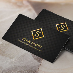 Mortgage Agent Gold Monogram Luxury Dark Business Card