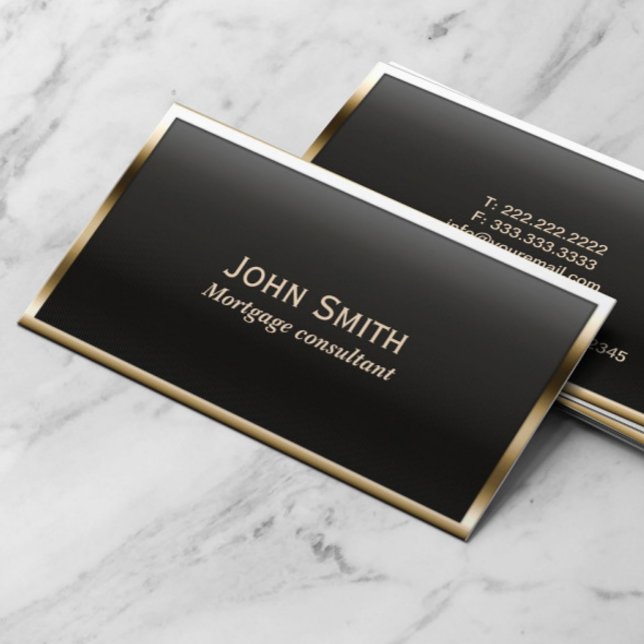 Mortgage Agent Modern Black & Gold Business Card (Creator Uploaded)