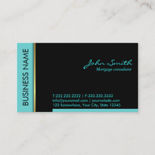 Mortgage Agent Professional Teal Border Business Card