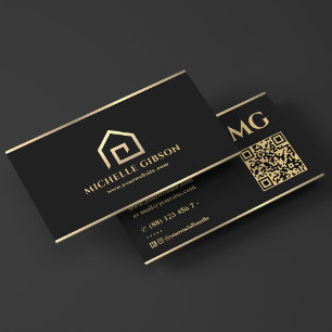  Mortgage Broker Minimal House Realtor Black  Business Card