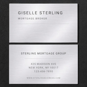 Mortgage Broker Silver Metallic Professional Business Card