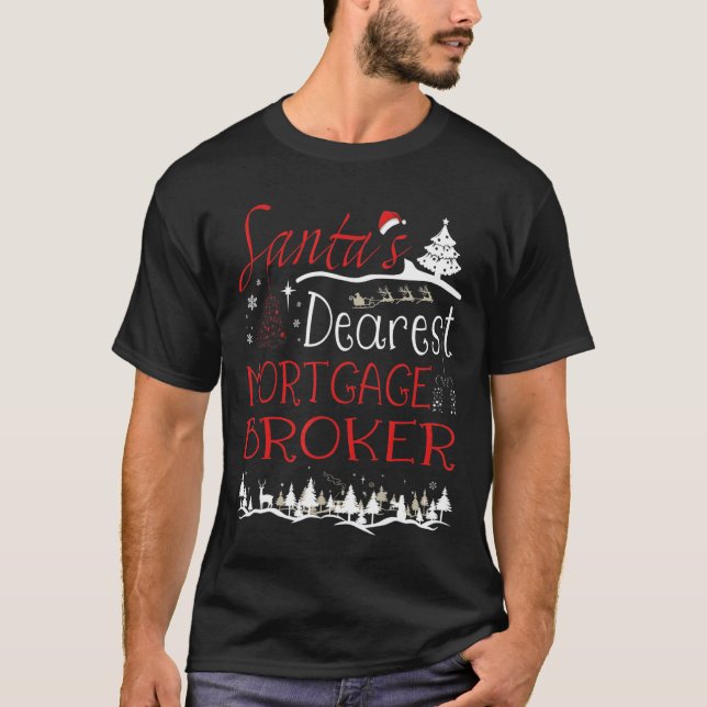 Mortgage Broker Xmas Job Funny Christmas T-Shirt (Front)