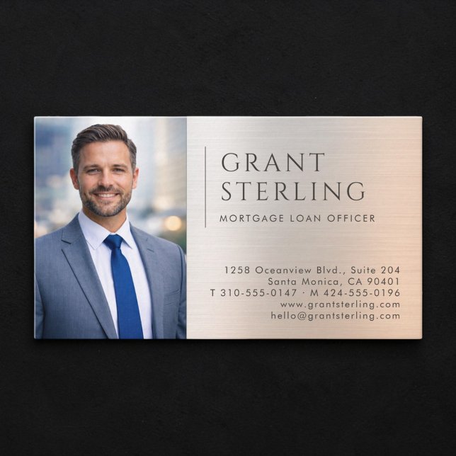 Mortgage Loan Officer Photo Metallic Business Card (Creator Uploaded)