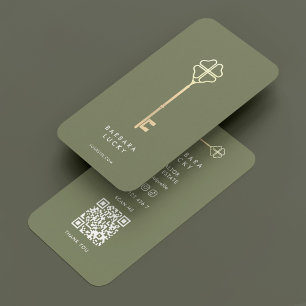 Mortgage Realtor Key Real Estate Minimal Sage Business Card