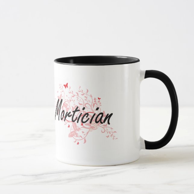 Mortician Artistic Job Design with Butterflies Mug (Right)