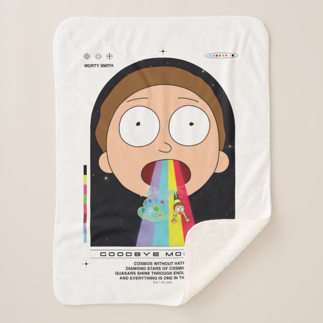 Morty Goodbye Moonmen Quote Graphic Sherpa Blanket (Front)