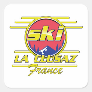 Morzine France Ski 80s logo Square Sticker