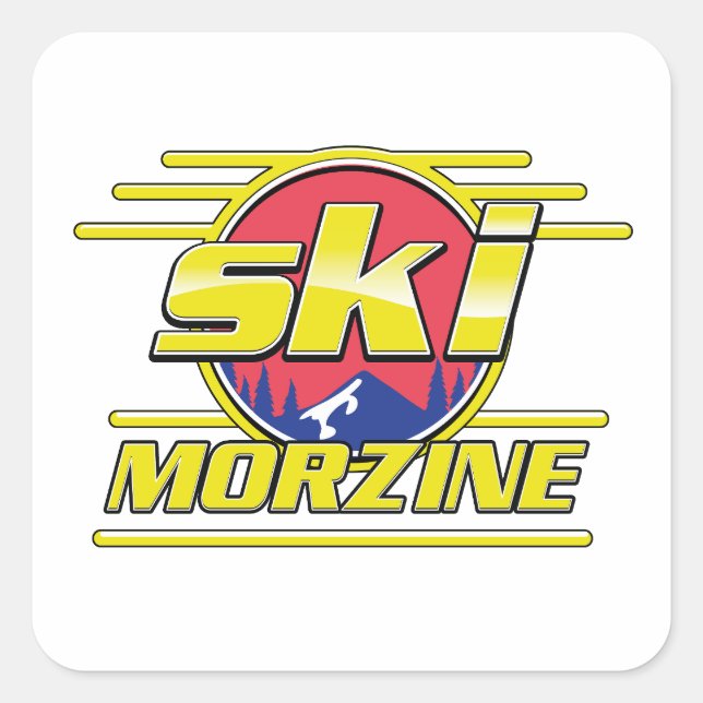 Morzine France Ski 80s logo Square Sticker (Front)