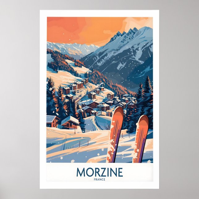 Morzine Wall Art Poster - Ski Print 1 (Front)