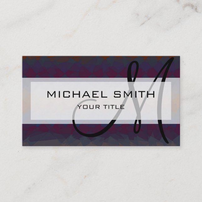 Mosaic Abstract Art Custom Monogram #33 Business Card (Front)