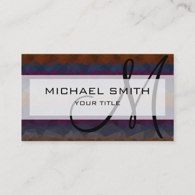 Mosaic Abstract Art Custom Monogram #34 Business Card (Front)