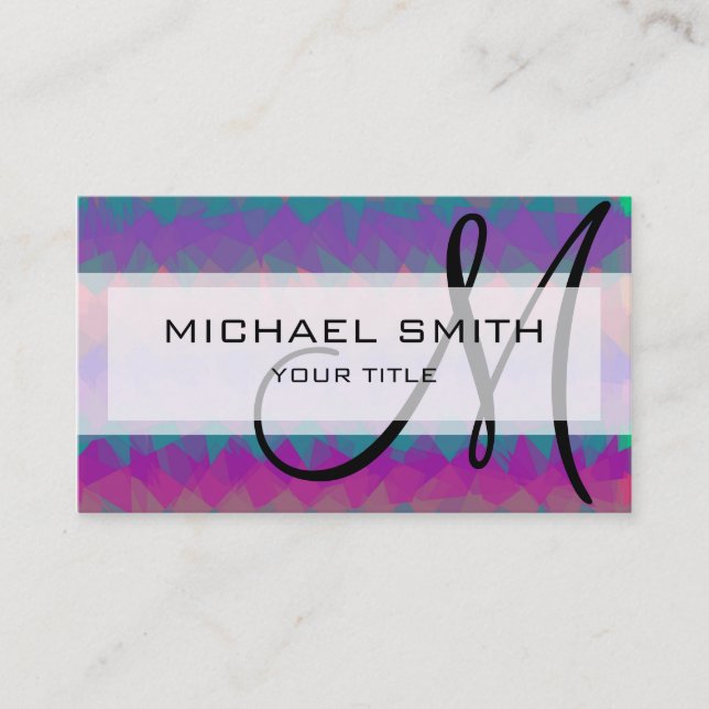 Mosaic Abstract Art Custom Monogram #93 Business Card (Front)