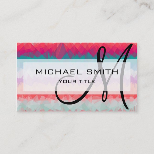 Mosaic Abstract Art Custom Monogram #99 Business Card (Front)