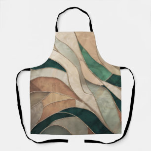 Mosaic Abstract art - Taupe and Emerald Apron
