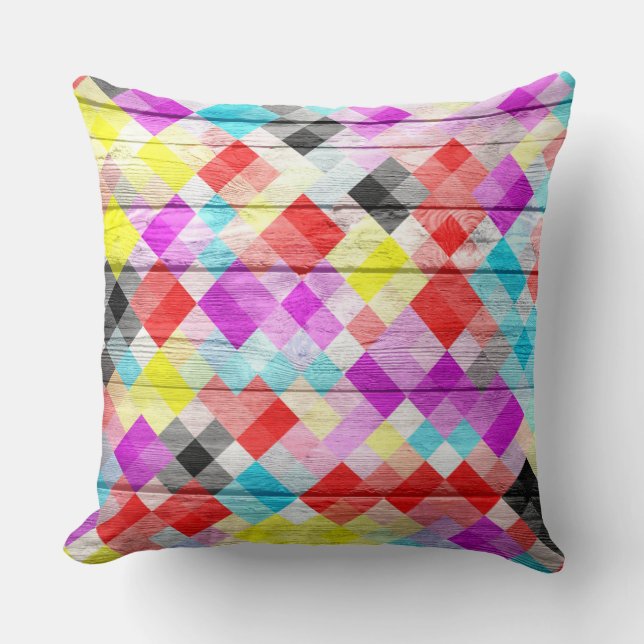 Mosaic Abstract Pastel Wood #3 Cushion (Front)