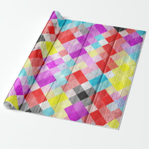 Mosaic Abstract Pastel Wood Wrapping Paper