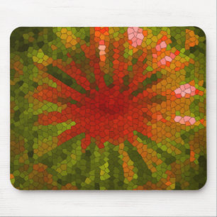 Mosaic Abstract Tile in Reds and Greens Mouse Pad