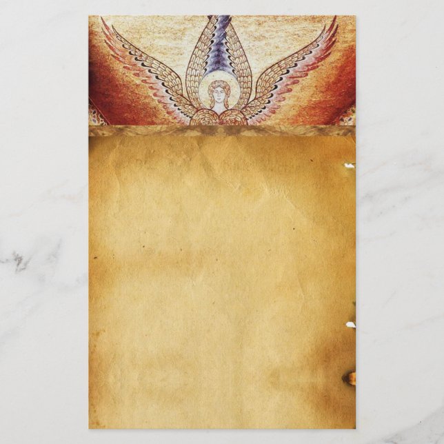MOSAIC ANGEL  Brown Parchment Stationery (Front)