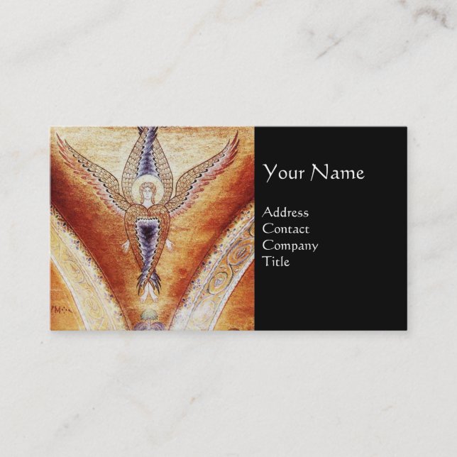MOSAIC ANGEL MONOGRAM Black Business Card (Front)