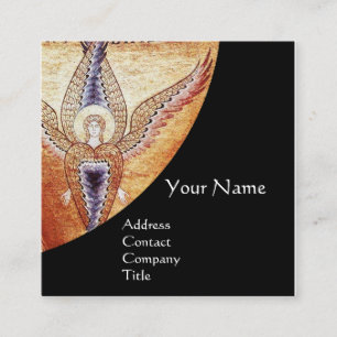 MOSAIC ANGEL MONOGRAM Black Square Business Card