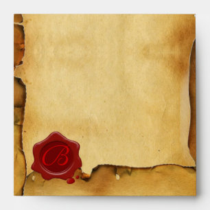 MOSAIC ANGEL RED WAX SEAL MONOGRAM PARCHMENT ENVELOPES
