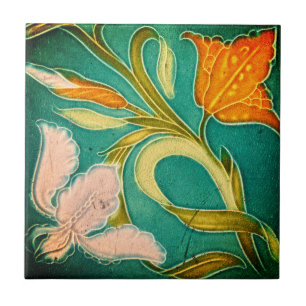 Mosaic antique painting of flowers ceramic tile