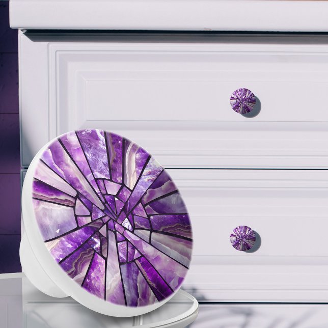 Mosaic Art - Amethyst collage Ceramic Knob (Creator Uploaded)