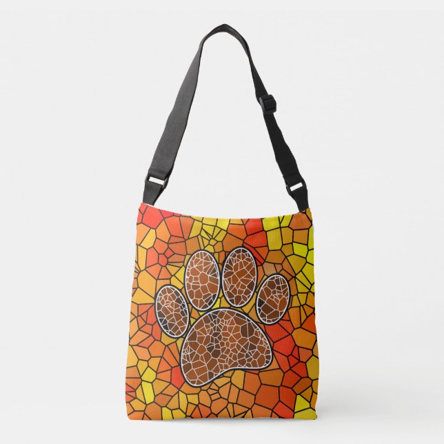 Mosaic Art Dog Paw Print\ Crossbody Bag (Front)