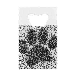 Mosaic Art Dog Paw Print In Black And White