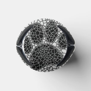 Mosaic Art Dog Paw Print In Black And White Can Cooler