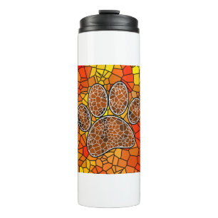 Mosaic Art Dog Paw Print Thermal Tumbler